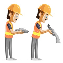 Construction workers with shovels