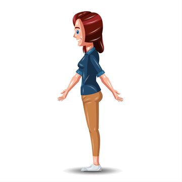 Young woman cartoon character isolated on a white background. Vector illustration.
