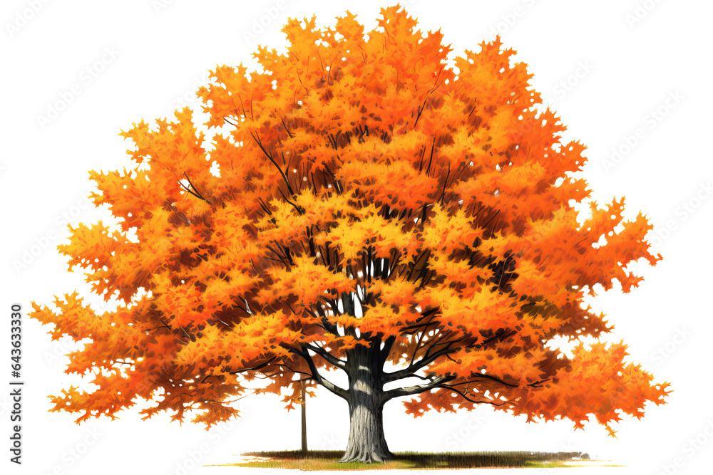 Canvas Prints beautiful autumn foliage of a sugar maple tree isolated on a transparent background