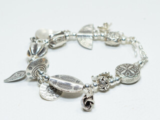 Luxury silver jewelry on white background