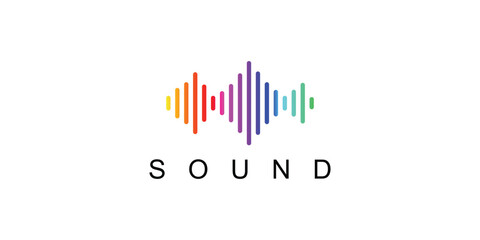 Obraz premium Simple sound logo design |music full collor concept| premium vector
