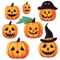 set of halloween pumpkins