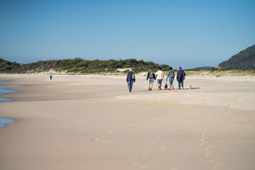 walking on a beach on winter in australia. beautiful beach landscape in america