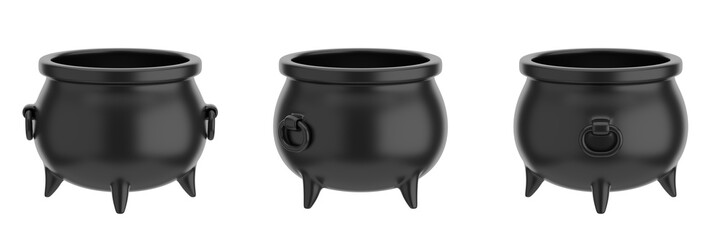 set of witch cauldrons with transparent background, PNG, witch pot, no light