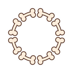 Round frame of dog bones. Vector on empty white background. 