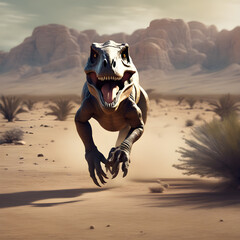 Rennender T. rex in der Wüste