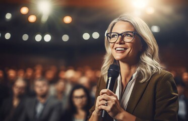 Female speaker stage. Generate Ai
