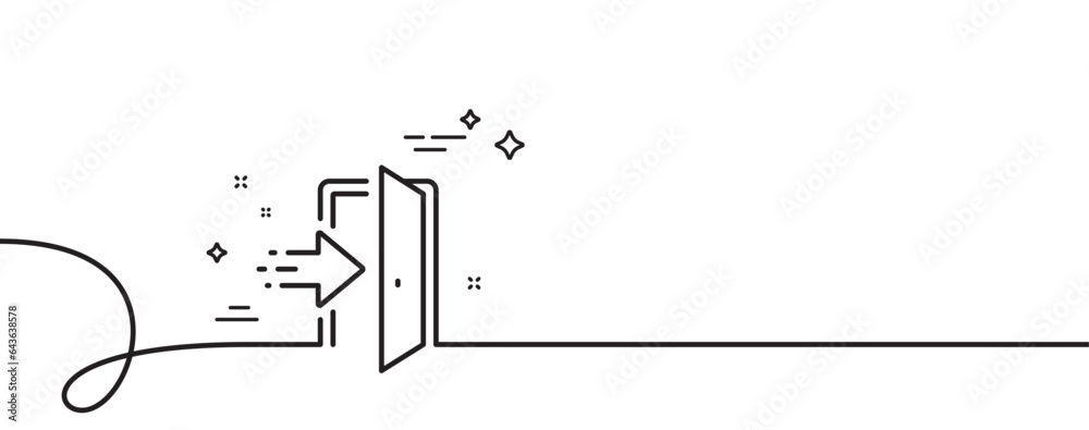 Poster entrance line icon. continuous one line with curl. entry door sign. building exit symbol. entrance s