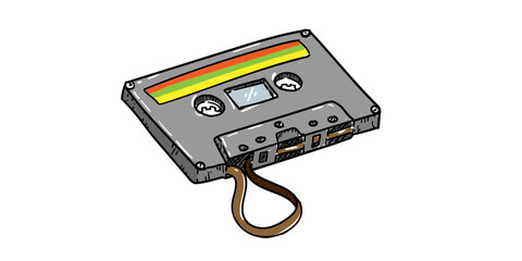 Cassete Hand Drawn Sketch Vintage Style