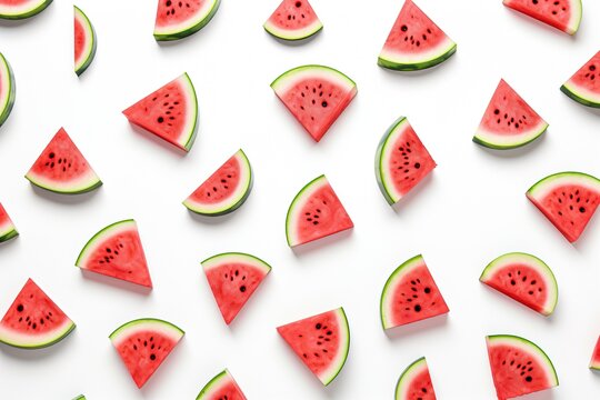Pieces of juicy watermelon on a white background