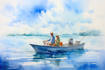 Angler's Paradise: Watercolor Fishing Journey