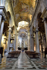 Fototapeta na wymiar interior of the basilica of san siro in baroque Genoa Italy