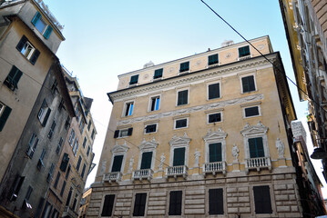 ancient buildings in the historic center of Genoa Italy