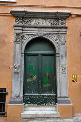 Ancient portals in the historic center of Genoa Italy