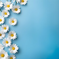 Fototapeta na wymiar Pastel blue daisy copy space background, ai generative