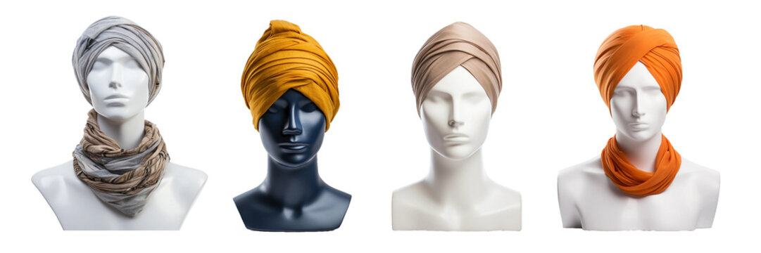 Turban, men mannequin, transparent background, isolated image, generative AI
