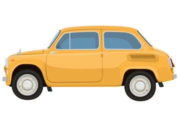 Fototapeta na wymiar Small vintage car Zaporozhets in yellow colors
