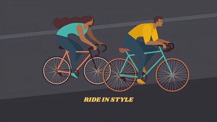 Diverse people ride bicycle poster