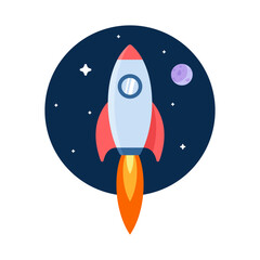 Space rocket launch Vector illustration, Concept of space, science, futuristic, travel exploration, business, startup, growth, toy, creative idea