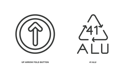 set of user interface thin line icons. user interface outline icons included up arrow fold button, 41 alu vector.