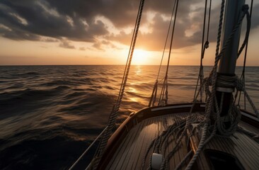 Sailboat sea sunset. Generate Ai