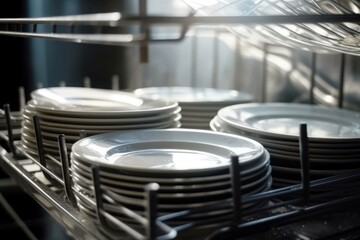 Stack washed dish. Generate Ai