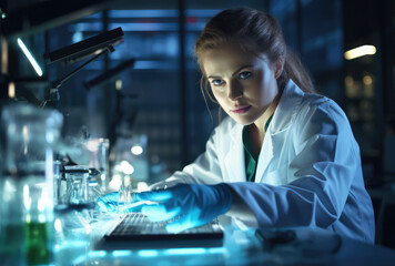female forensic scientist in lab work