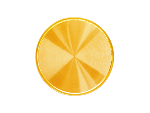 Blank template for gold coin or medal with metal texture isolated PNG transparent - Powered by Adobe