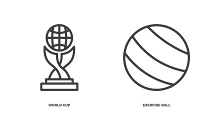 set of sport and game thin line icons. sport and game outline icons included world cup, exercise ball vector.