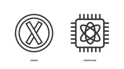 set of information technology thin line icons. information technology outline icons included error, computing vector.