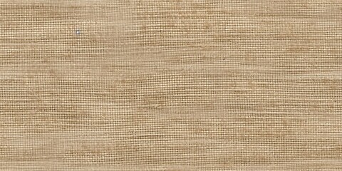 Fototapeta na wymiar Seamless Natural Cream French Linen Texture Border Background. Old Ecru Flax Fibre Seamless Pattern. Organic Yarn Close Up Weave Fabric Ribbon Trim Banner. Sack Cloth Packaging, Canvas Edging.
