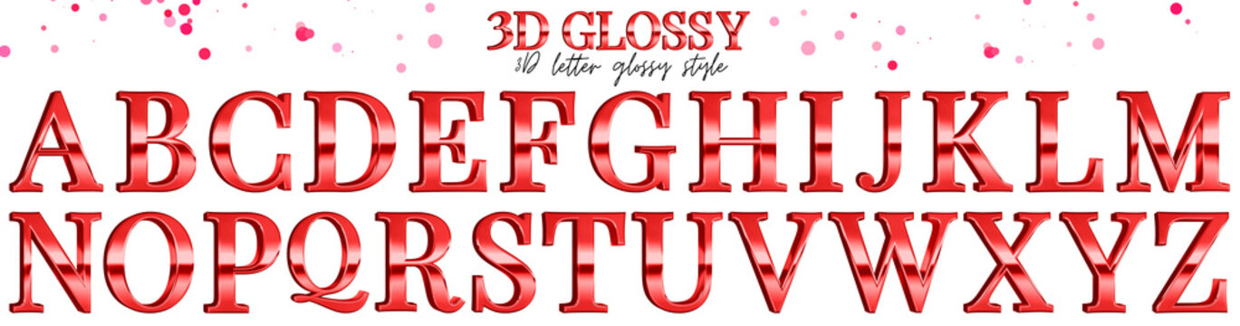 3D red letter glossy A-Z uppercase