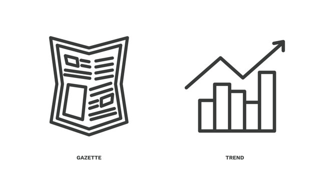 set of marketing thin line icons. marketing outline icons included gazette, trend vector.