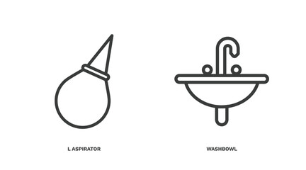 set of hygiene and sanitation thin line icons. hygiene and sanitation outline icons included l aspirator, washbowl vector.