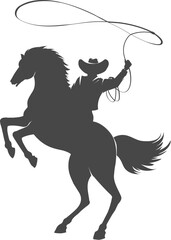 Monochrome cowboy with rope lasso