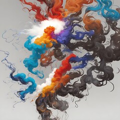 A colorful smoke explosion isolated on white background - Generative AI