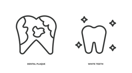 set of dental health thin line icons. dental health outline icons included dental plaque, white teeth vector.