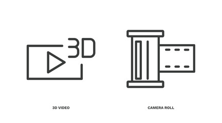 set of cinema and theater thin line icons. cinema and theater outline icons included 3d video, camera roll vector.