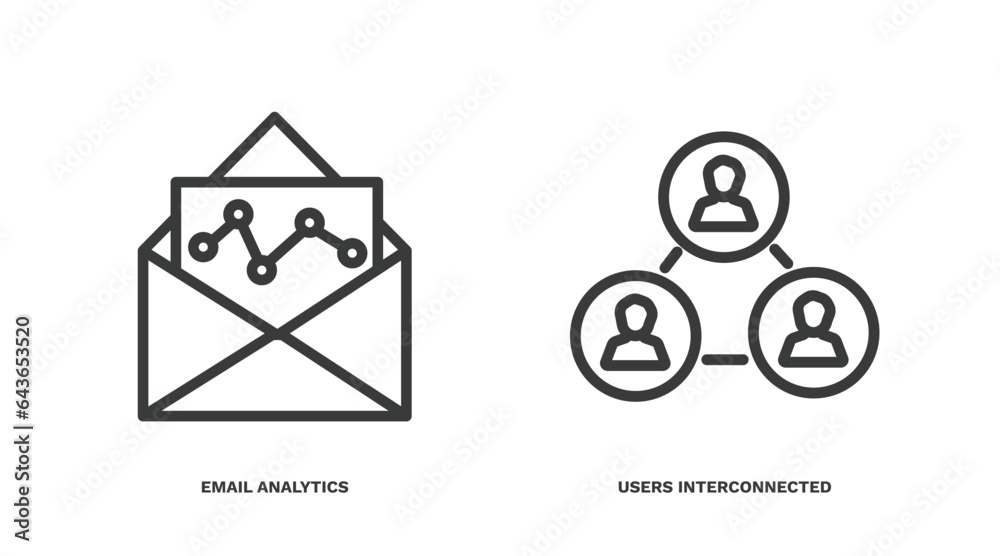 Poster set of business and analytics thin line icons. business and analytics outline icons included email a