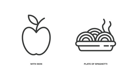 set of restaurant thin line icons. restaurant outline icons included with skin, plate of spaghetti vector.
