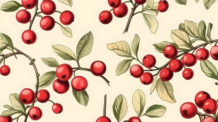 Cranberry plant old style pattern.