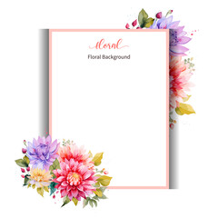 Vector watercolor floral frame and wedding card template 