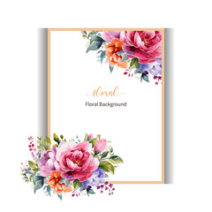 Vector watercolor floral frame and wedding card template 