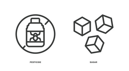 set of agriculture and farm thin line icons. agriculture and farm outline icons included pesticide, sugar vector.