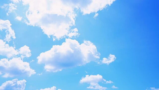 Cloudscape Timelapse - Various clouds flowing in sunny blue sky