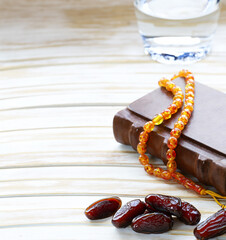 dates and glass of water traditional ramadan
