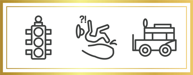 taxi service outline icons set. linear icons sheet included semaphore light, slip, ney vector.