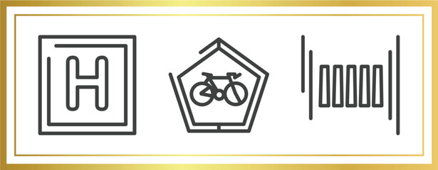 driving school outline icons set. linear icons sheet included round hotel, ecological bicycle transport, zebra crossing vector.