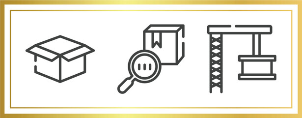 logistics outline icons set. linear icons sheet included package delivery, trackcode, container crane vector.