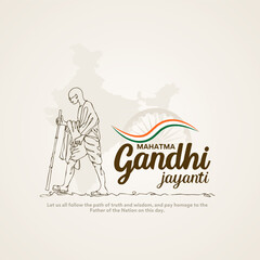 Mahatma Gandhi Jayanti. 2nd October with creative design vector illustration, Mohandas Karam Chandra Gandhi Birthday. - obrazy, fototapety, plakaty